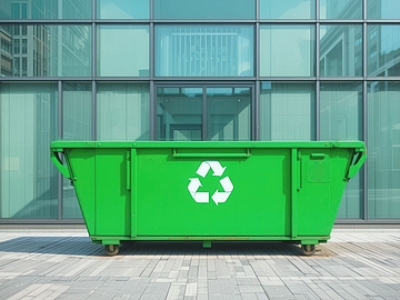 Ein beispielhaftes Bild aus den Branchen, in denen WiRoPa aus Gescher tätig ist - es zeigt einen grünen Container aus der Entsorgungswirtschaft.