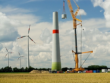 Ein Beispielbild für die Branchen, in denen WiRoPa aus Gescher aktiv ist - hier ein Bild aus dem Bau einer Windkraftanlage.